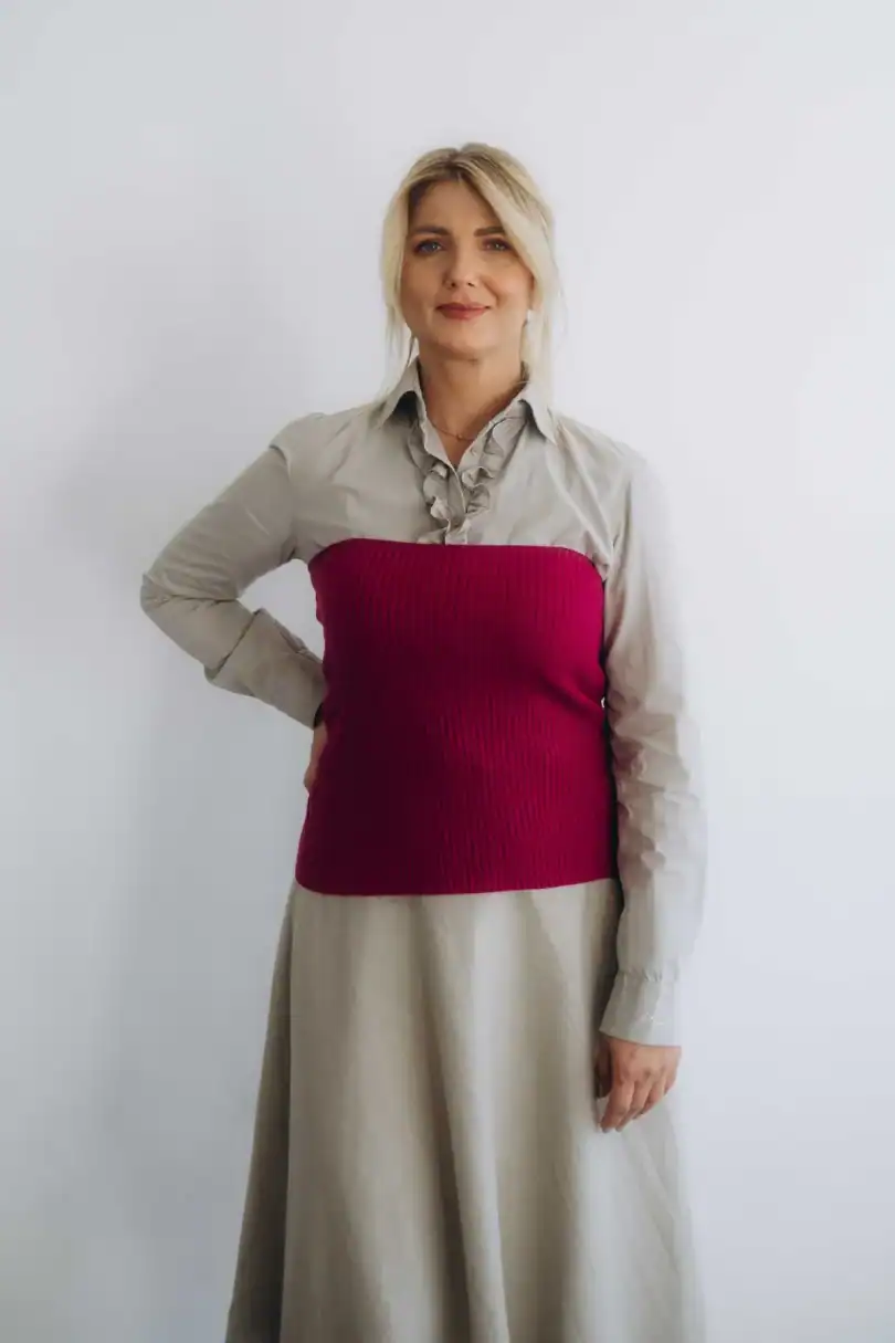 Dámske oblečenie driekovník NATASJA cyklámenový – pletený doplnok TATTJA.