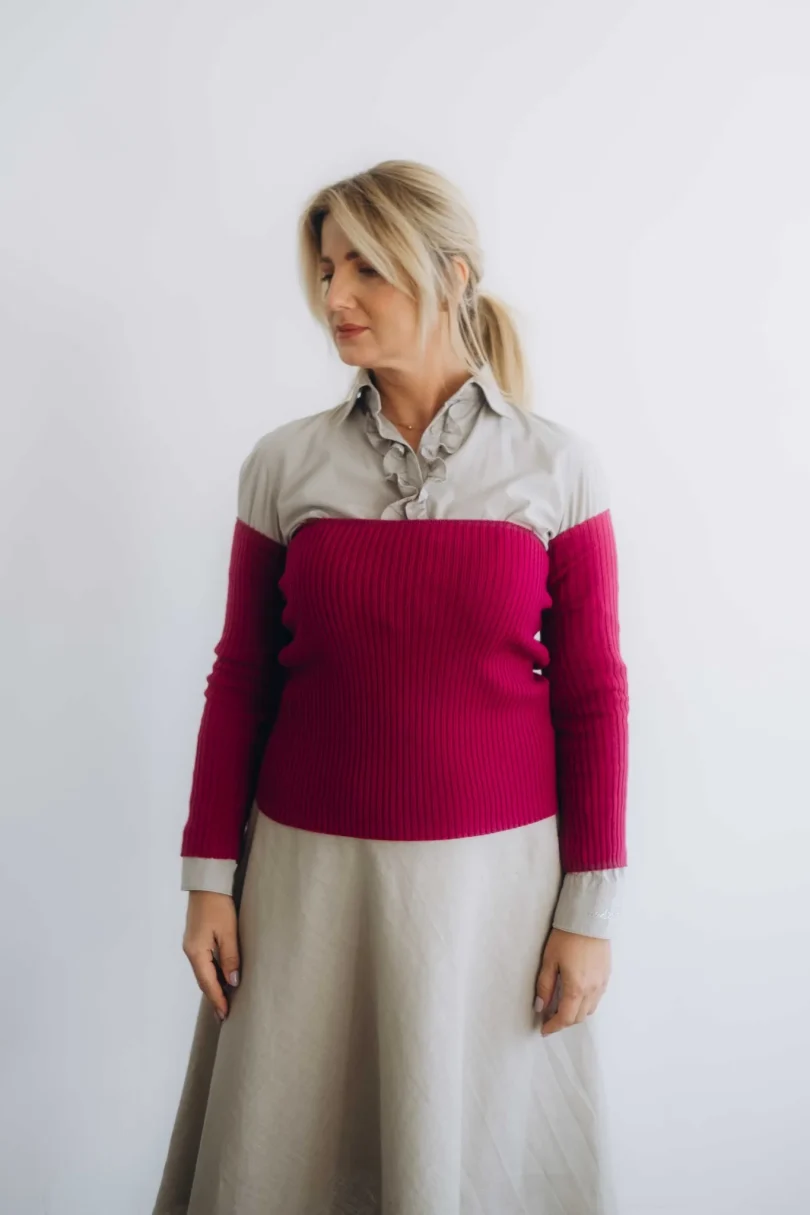 Dámske oblečenie dvojset SIGHRITH cyklámenový – pohľad spredu