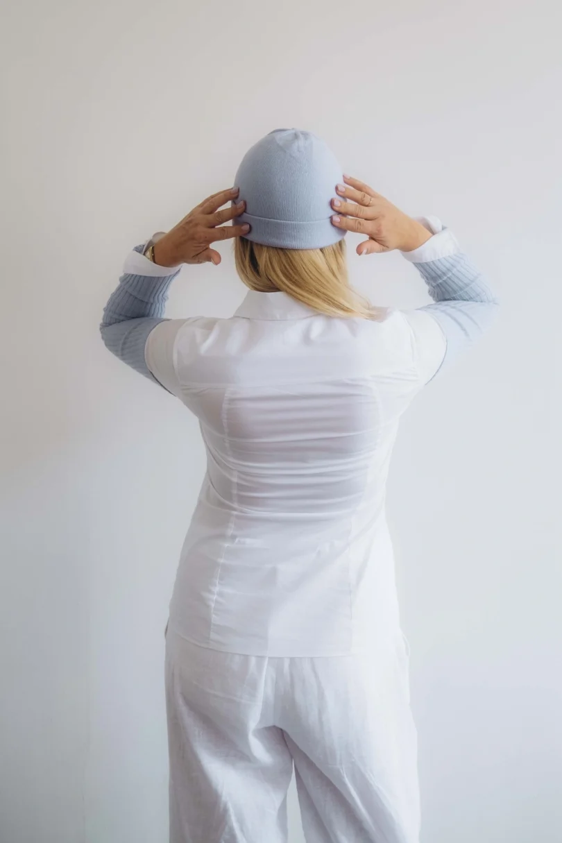 Dámske oblečenie dvojset RAGBBORG bledomodrý – zadný pohľad.