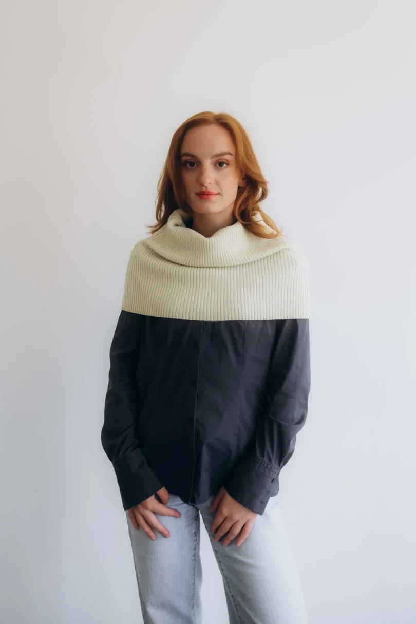 Dámske oblečenie nákrčník TANJA krémovo-vanilkový – elegantný pletený doplnok TATTJA.