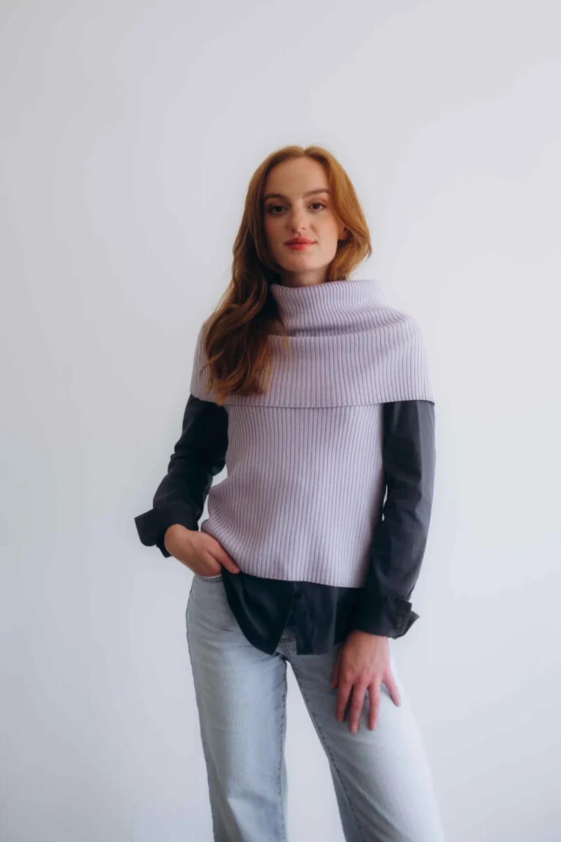 Dámske oblečenie dvojset RAGNILD bledofialový orgovánový – nákrčník a driekovník TATTJA.