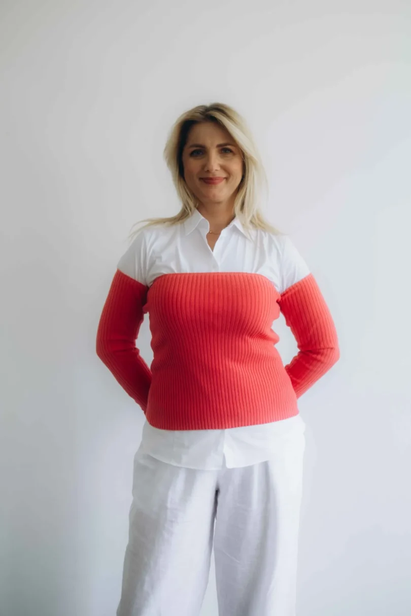 Dámske oblečenie dvojset SIGHRITH červeno-oranžový lososový – pohľad spredu