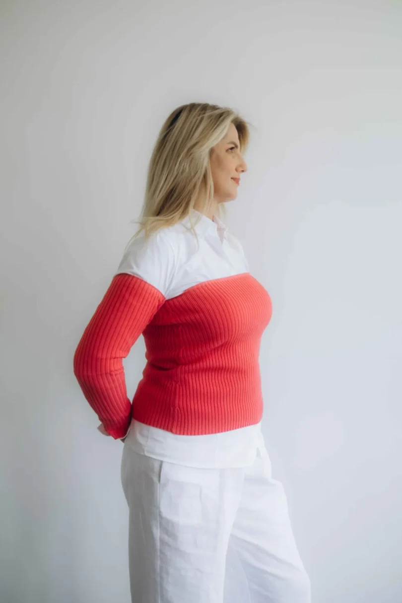 Dámske oblečenie dvojset SIGHRITH červeno-oranžový lososový – bočný pohľad