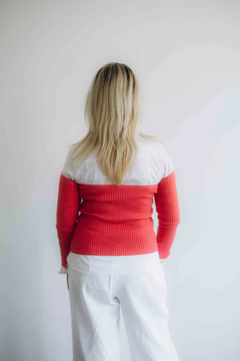 Dámske oblečenie dvojset SIGHRITH červeno-oranžový lososový – pohľad zozadu