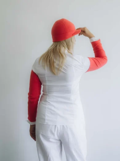 Dámske oblečenie dvojset RAGBBORG červeno-oranžový lososový – zadný pohľad.