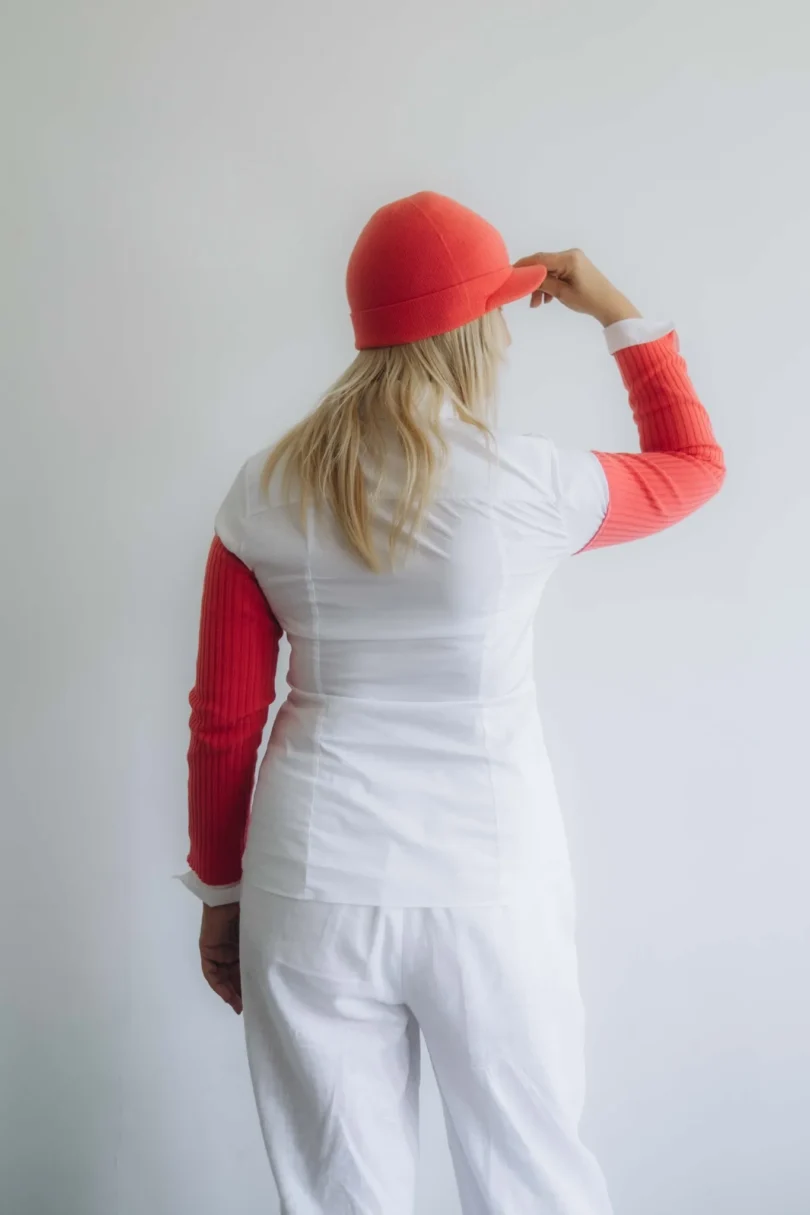 Dámske oblečenie dvojset RAGBBORG červeno-oranžový lososový – zadný pohľad.