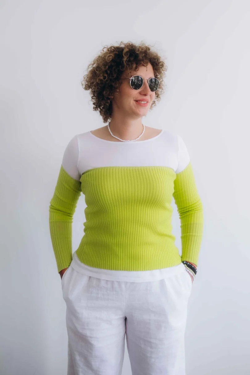 Dámske oblečenie dvojset SIGHRITH fosforový limetkový – pohľad spredu