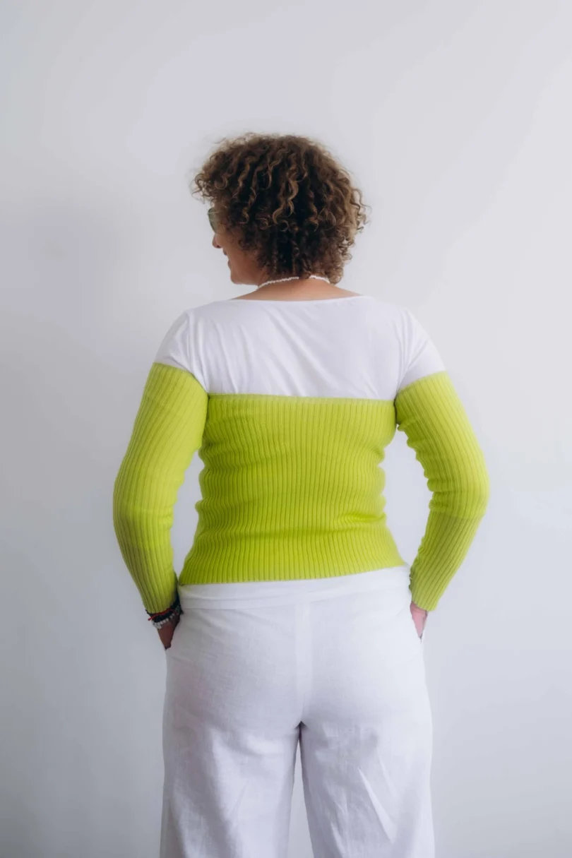 Dámske oblečenie dvojset SIGHRITH fosforový limetkový – pohľad zozadu