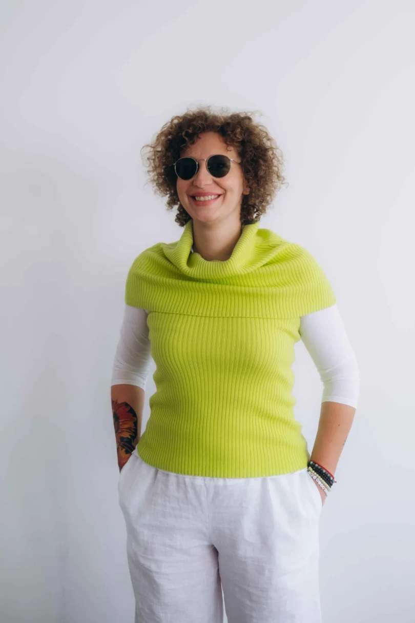 Dámske oblečenie dvojset RAGNILD fosforovo-limetkový – nákrčník a driekovník TATTJA.