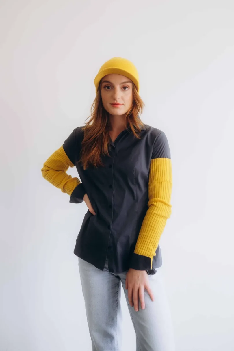 Dámske oblečenie dvojset RAGBBORG horčicovo-žltý – čiapka a rukávniky TATTJA.