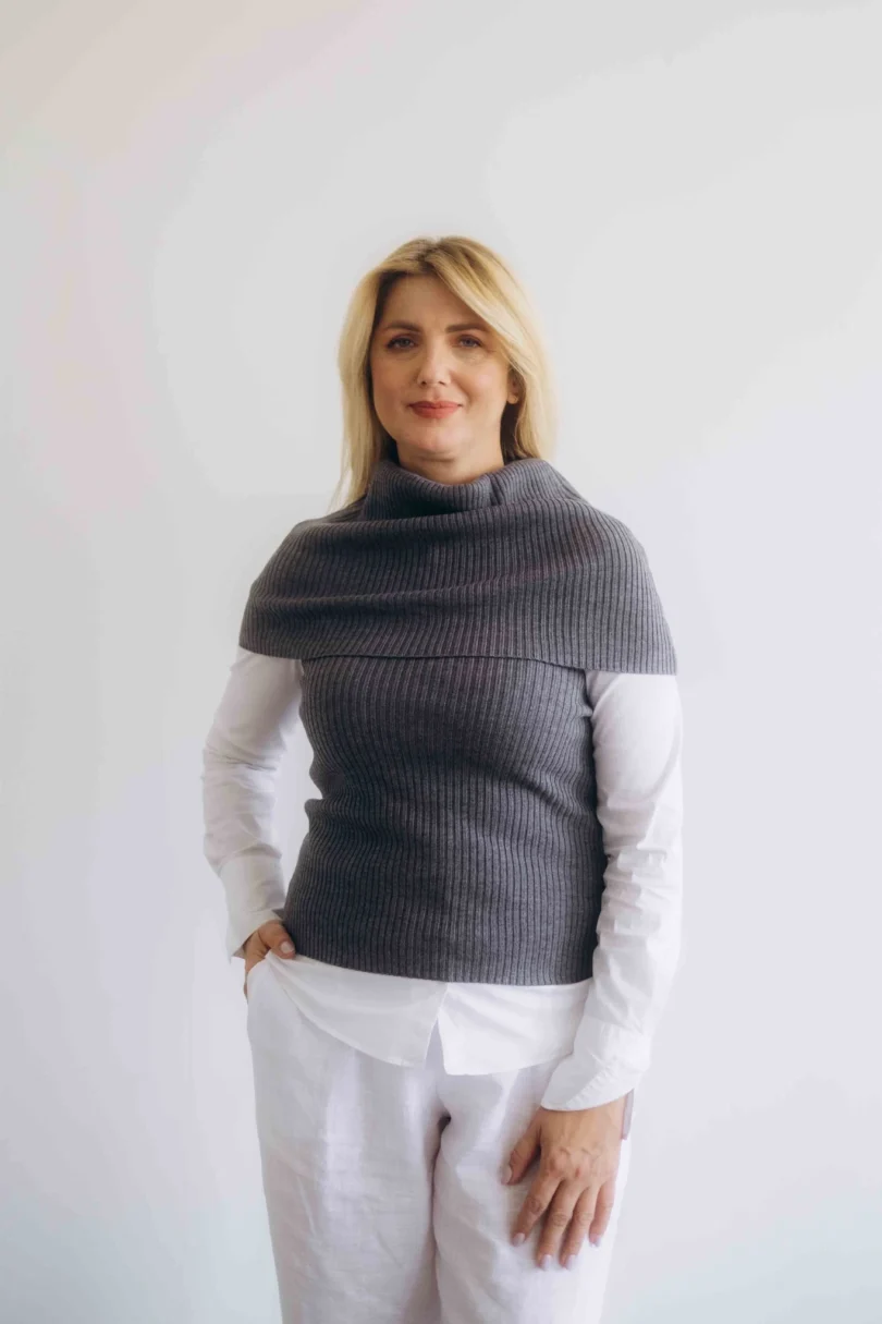 Dámske oblečenie dvojset RAGNILD tmavosivý – nákrčník a driečkovník TATTJA.