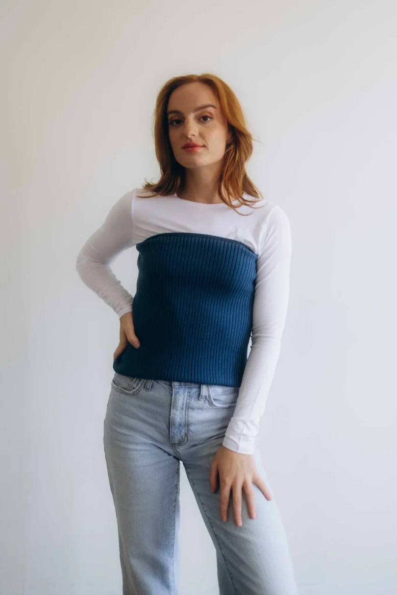 Dámske oblečenie driekovník NATASJA tmavotyrkysový – pletený doplnok TATTJA.